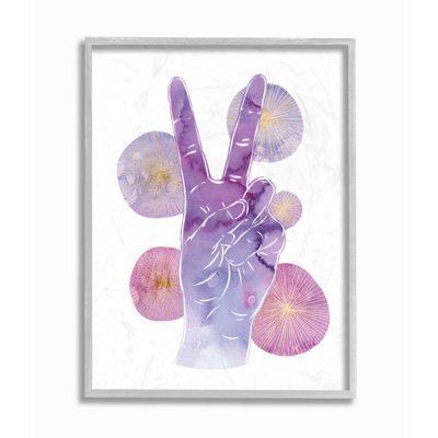 Aquarelle mauve, signe de paix avec des formes abstraites par Ziwei Li - impression d'art graphique