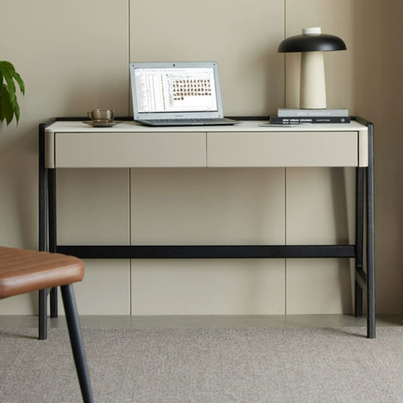 Bureau rectangulaire en pierre frittée avec 2 tiroirs, H 30,31 po x l 47,24 po x P 23,62 po
