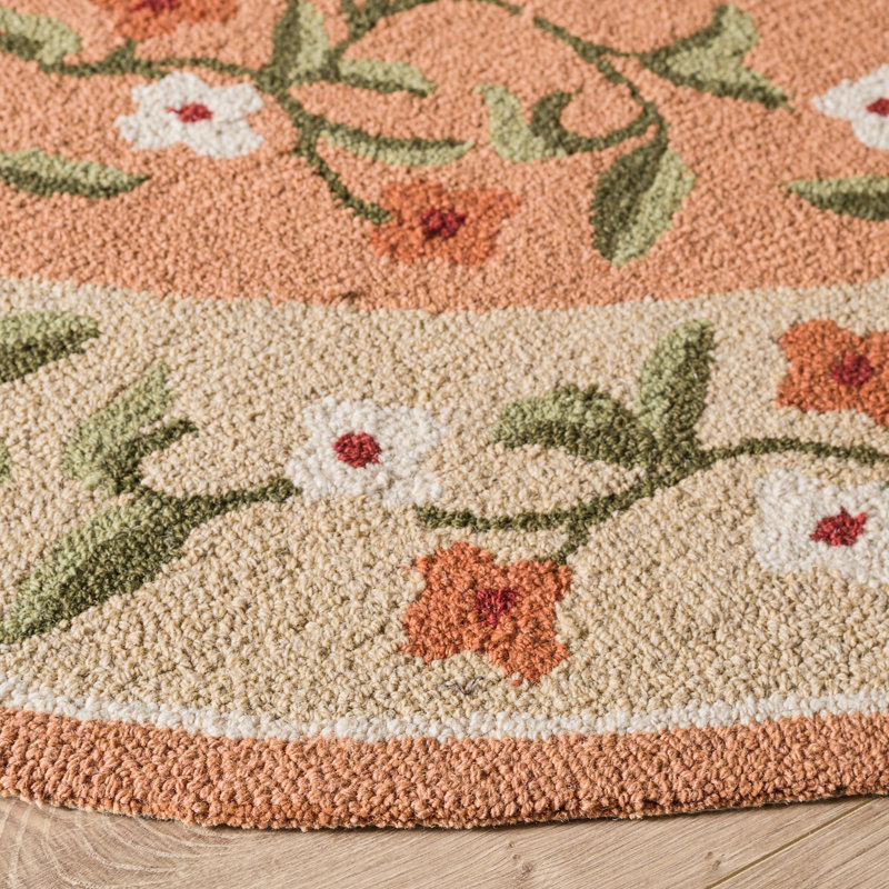 Tapis Martha Stewart en laine et coton à motifs floraux, tufté à la main, Rond 6 pi