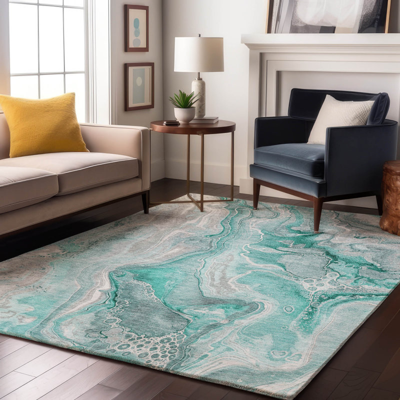 Premium Machine Washable Slesnick AMF1681 Abstract Rug, Rectangle 5' x 7'6"
