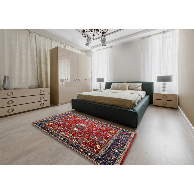 Tapis oriental rouge et bleu, Rectangle 5 pi x 8 pi