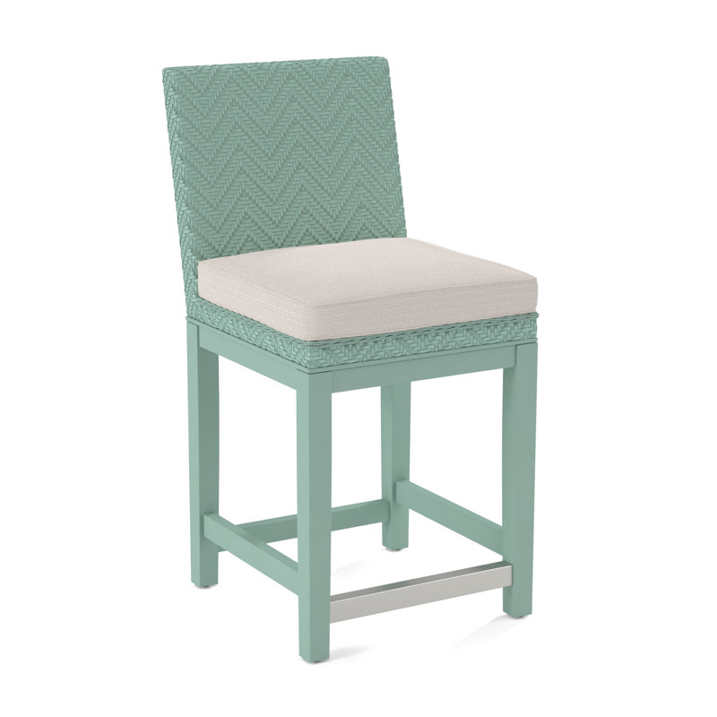 Upholstered Stool, Frost White Finish, White Textured Performance; 0865-91