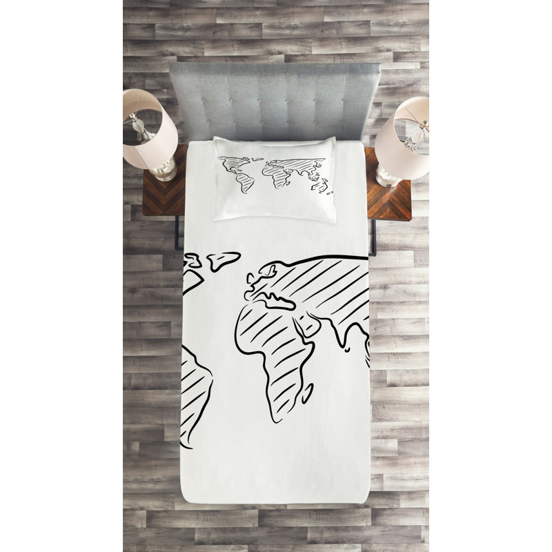 Eclectic Polyester Coverlet, Twin Bedspread + 1 Sham