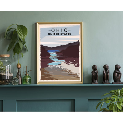 Ohio Retro Style State Travel Poster, Vintage Unframed Print, Home and Office Wall Art