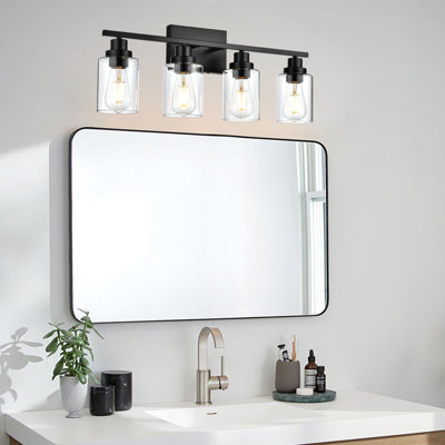 Éclairage pour meuble-lavabo de salle de bain, luminaires modernes pour salle de bain avec abat-jour en verre transparent