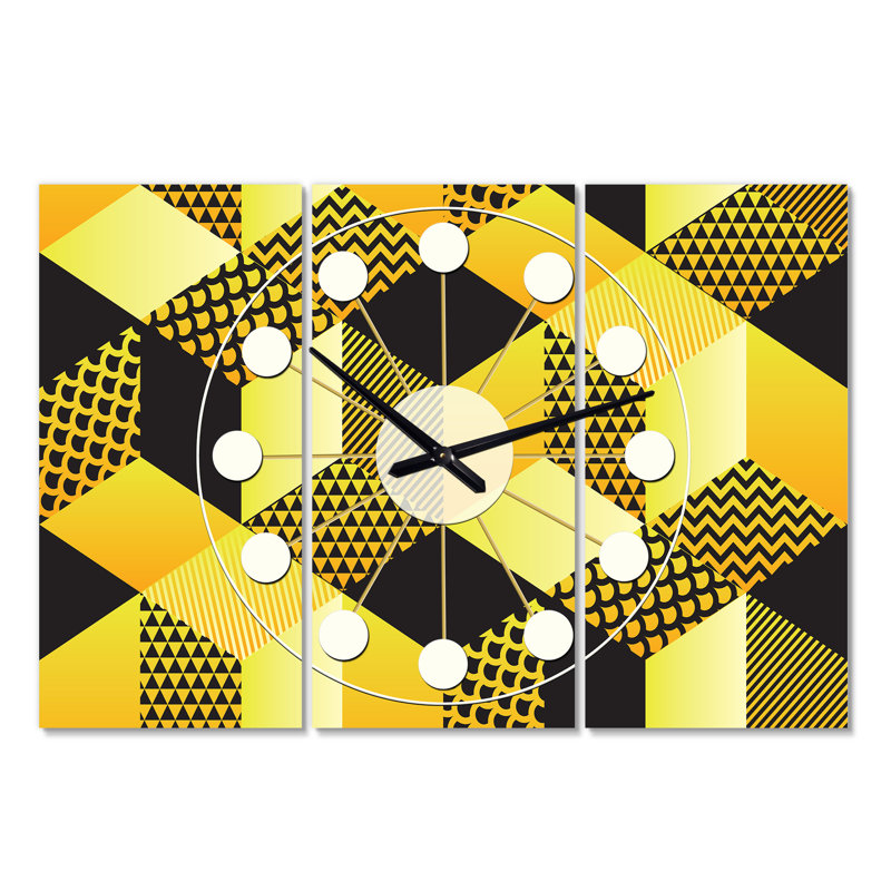 Horloge murale rétro redimensionnée hexagonale 2 Mid-Century