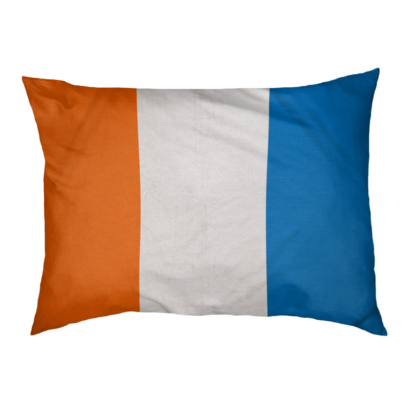 Coussin rectangulaire designer Miami, Grand (L 40 po x l 50 po), Rouge orangé / blanc / bleu