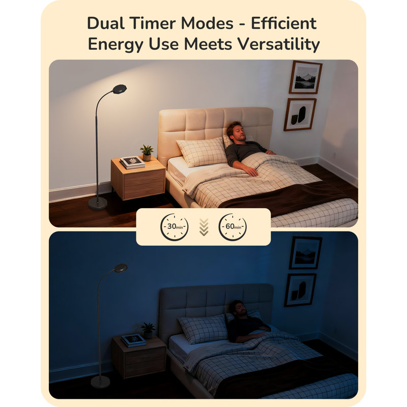 Lampadaire de lecture DEL 65,4 po à intensité variable avec télécommande et commande tactile