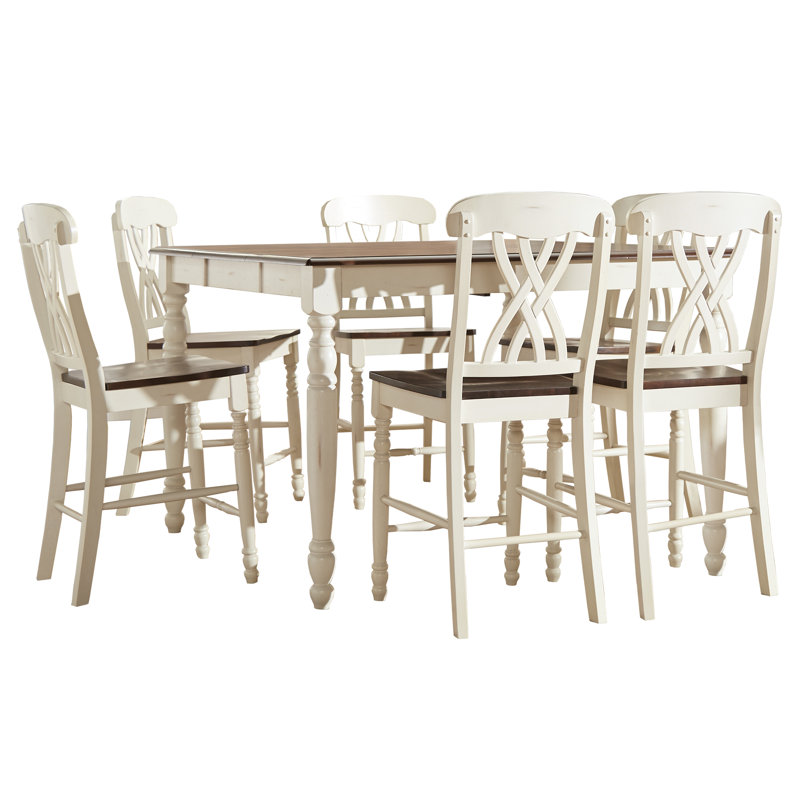 Annadiane 6-Person Extendable Solid Wood Dining Set, Antique White