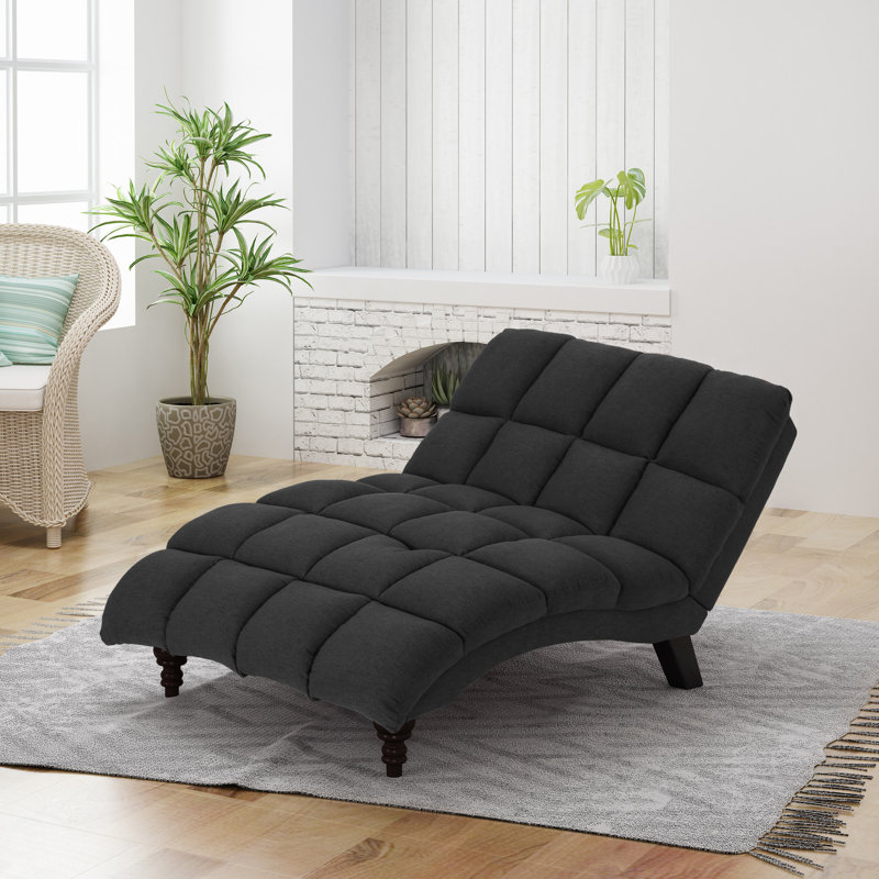 Chaise longue sans accoudoirs capitonnée Wynkoop, Gris foncé