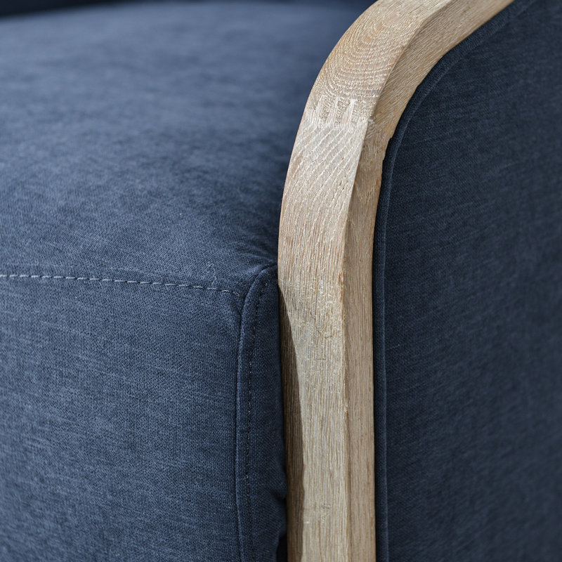30" Wide Polyester Upholstered Swivel Barrel Chair With Wood Base Set of 2, Navy