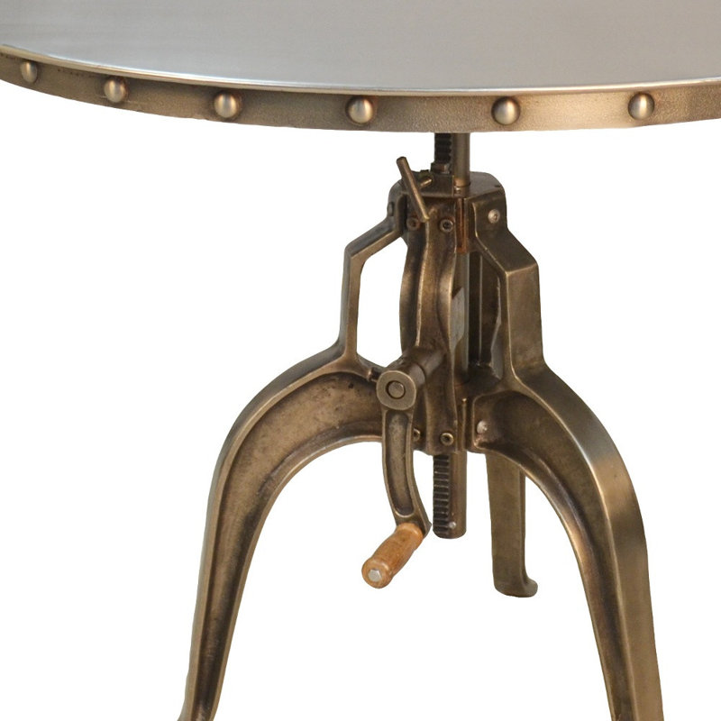 Gulustan Adjustable Height Three Leg Base Round Top Dining Table, Antique Nickle