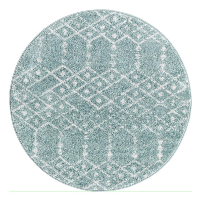 Sierra Geometric Area Rug, Round 3', Aqua