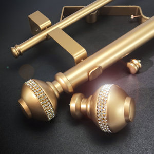 Mordecai Gold Adjustable 1.12'' Double Curtain Rod