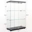 Étagère en verre noir avec deux portes et 3 tablettes - Étagère de rangement élégante fonctionnelle