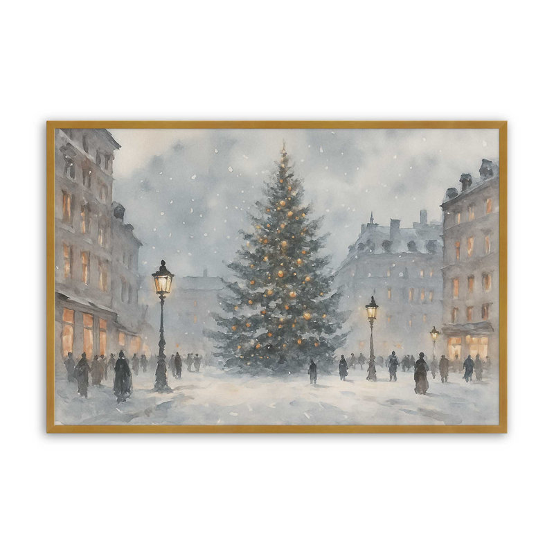 «Town Square Glow», reproduction d'art, 12 po x 16 po, Or poli