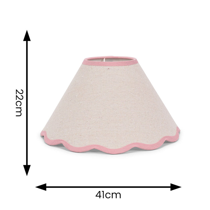 Florie Linen Blend Tapered Pendant Shade ( Clip On ), Cream/Pink, 22cm H x 41cm W x 41cm D