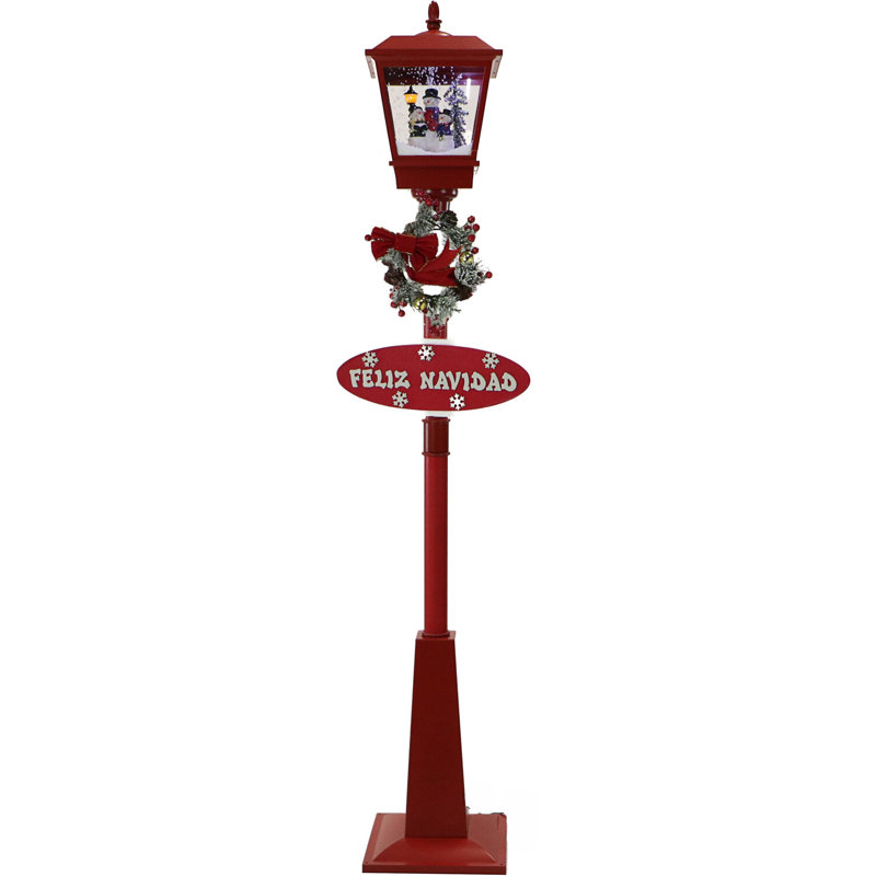 Fraser Hill Farm 71 po Lampadaire musical de Noël enneigé en rouge