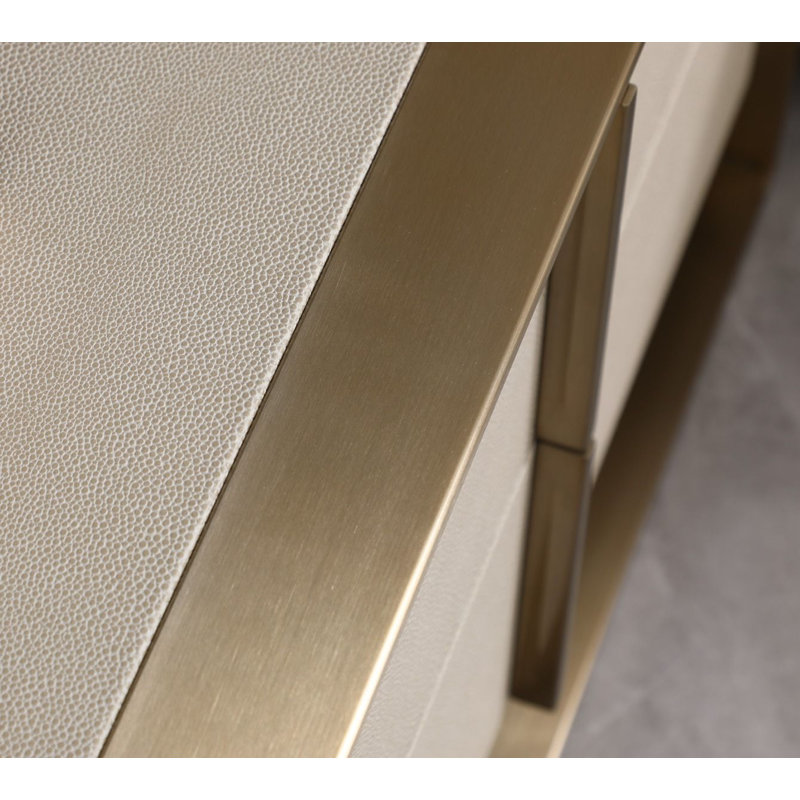 Lit en velours beige moderne et 2 tables de chevet, Grand