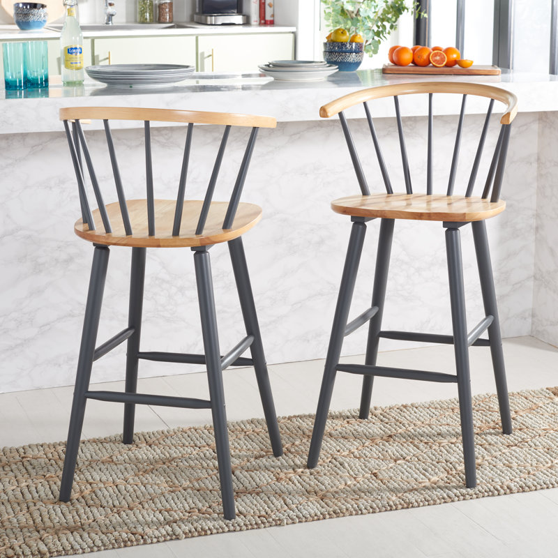 Sheffield Solid Wood Stools, Natural /Gray, Bar Stool (29" Seat Height)