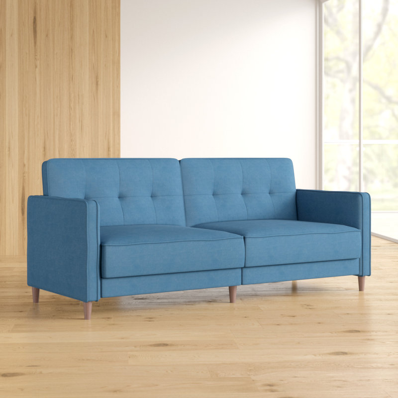 Karaline 81'' Upholstered Convertible Sofa, Ocean Blue