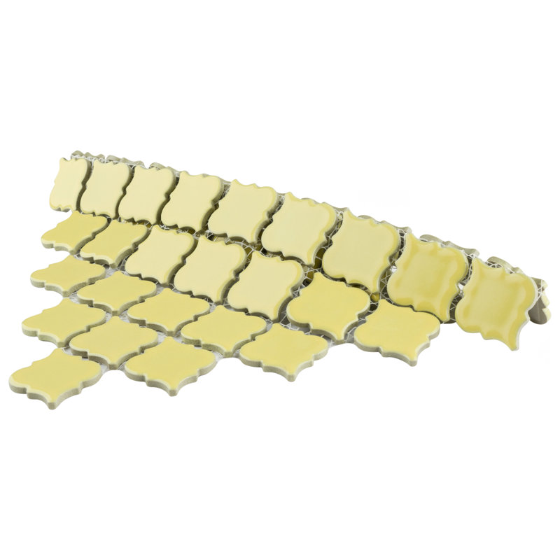 Hudson Tangier 2" x 2" Porcelain Arabesque Mosaic Wall & Floor Tile, Yellow