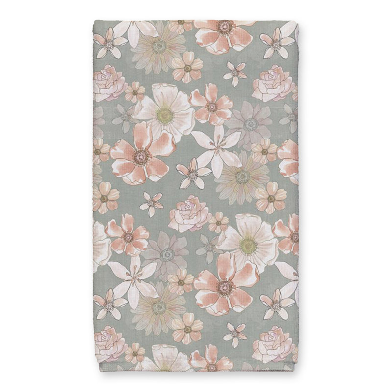 Cotton Floral Tea Towel Kitchen Towel, Green