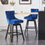 Tabourets de bar pivotants en velours de style détente, capitonnés, pieds en bois et finis chromés-1301803280