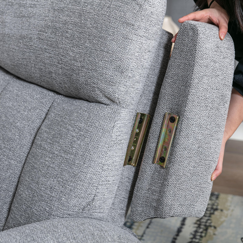 3-Position Adjustable Manual Recliner with Cup Holders, Light Grey