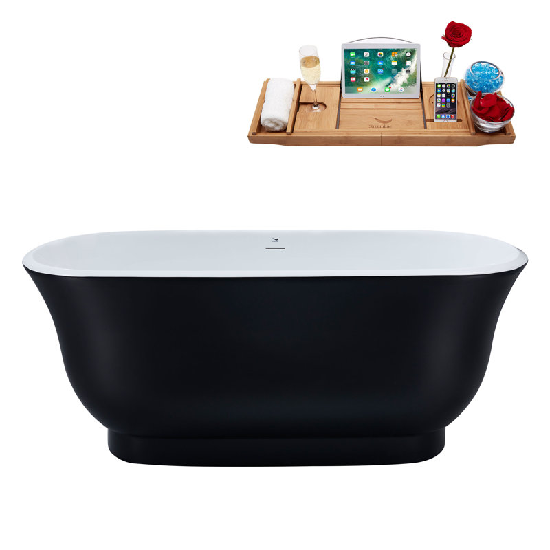 59.1'' x 28.3'' Freestanding Soaking Acrylic Bathtub, Oil Rubbed Bronze