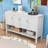 Modern Four-Door Sideboard Buffet Cabinet with Adjustable Shelves, Open Storage and Geometric Doors-1761037953