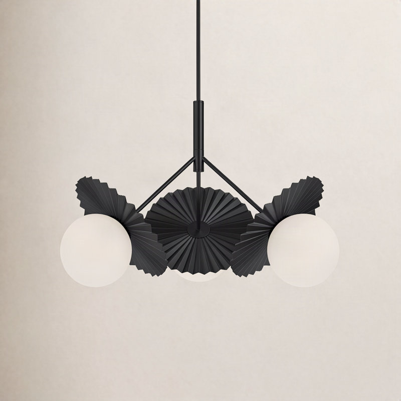 Lustre à 3 lumières Laki, Noir mat, H 20,88 po x l 33,63 po x P 33,63 po