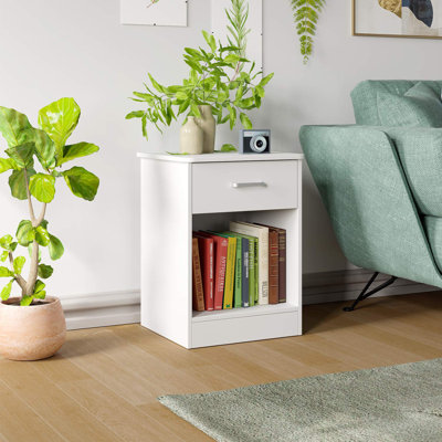 23.6" H x 17.7" W Multi-Functional End Table, Bedside & Sofa Side Table with Drawer and Shelf, Nightstand for Bedroom & Living Room