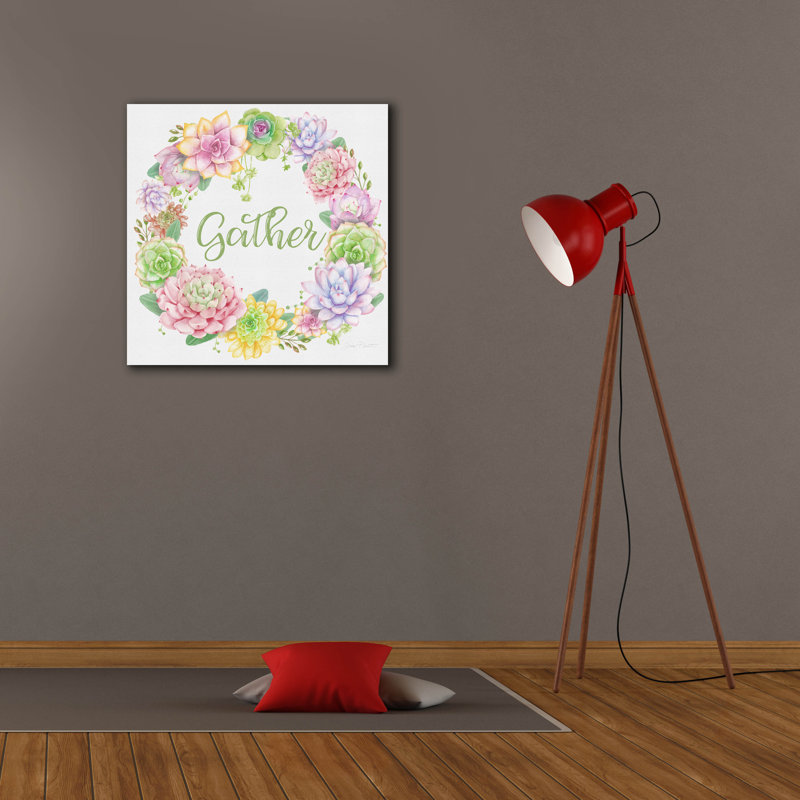 «Succulent Wreath A» par Jean Plout, art mural sur toile, H 26 po x l 26 po x P 1,5 po