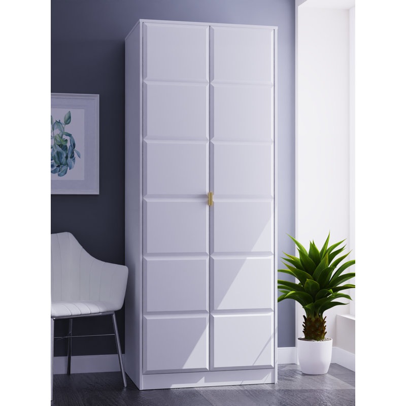 Fully Assembled 3 Door Wardrobe, 197cm H x 74cm W x 53cm D, White