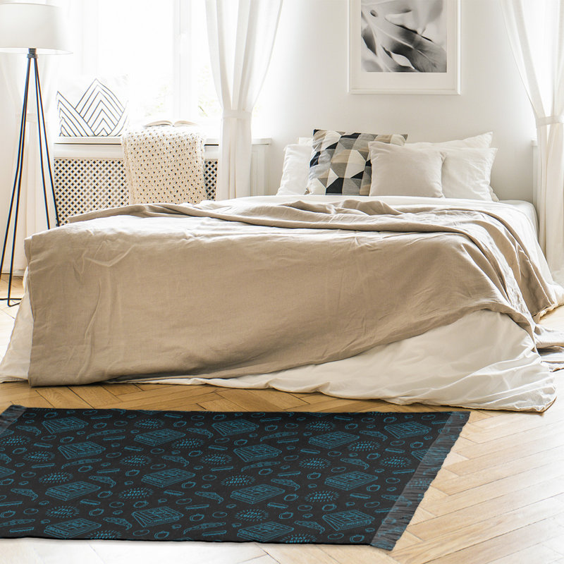 Noir pizza classique/Tapis décoratif bleu, non