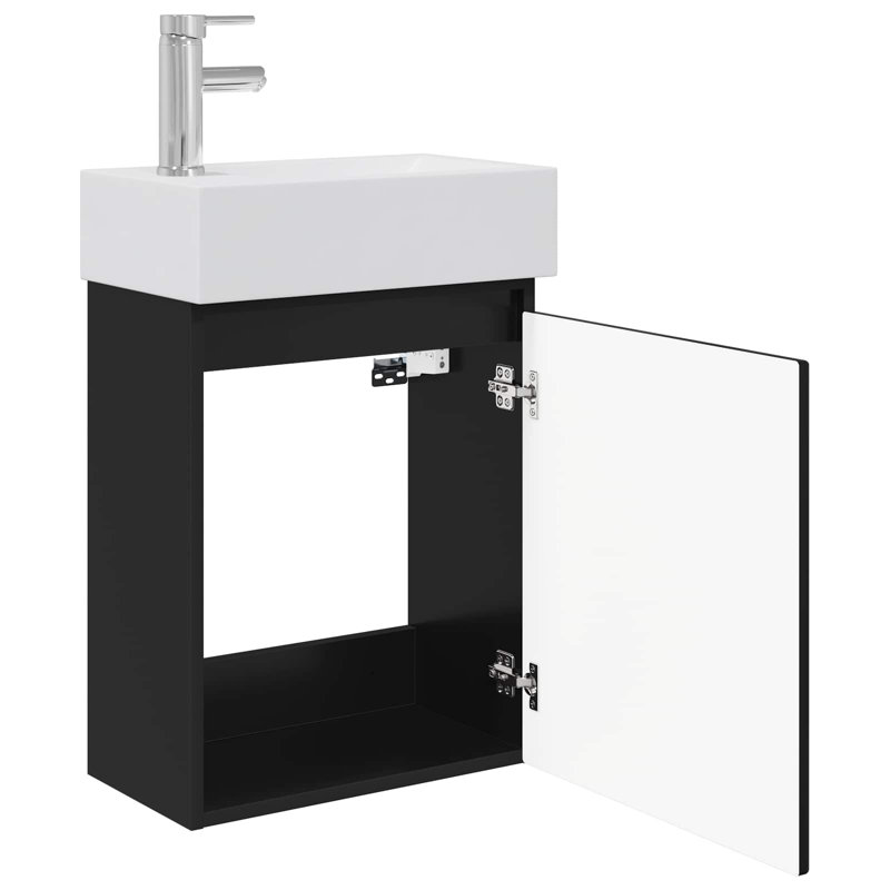 Single Bathroom Vanity with Ceramic Basin, Black