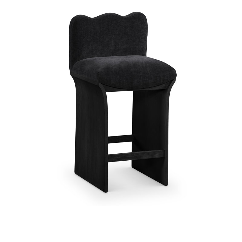 Tabouret de comptoir Shaw Cassady, Noir, Tissu chenille noir