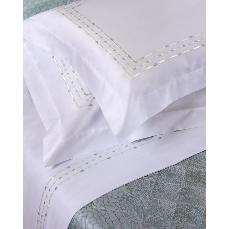 Sole Embroidery By DEA Sateen Duvet Cover, King Duvet Cover, White/Crystal Cove