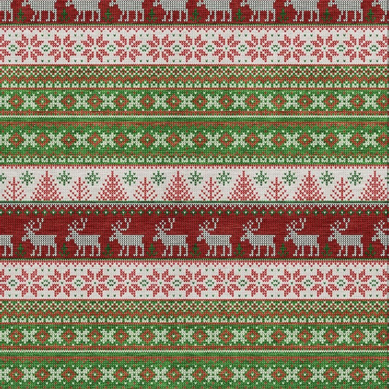 Tapis lavable intérieur/extérieur 90 x 150 cm, motif cerf vert, ivoire et rouge