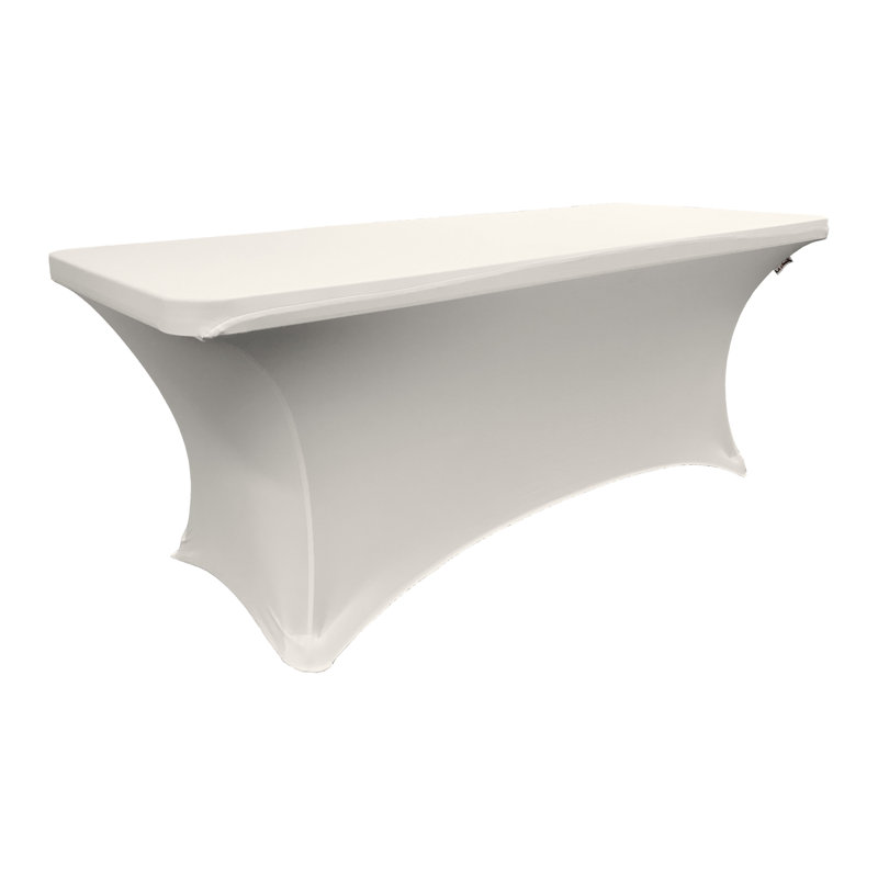 Riviere Spandex Rectangular Tablecloth, White, 96"L X 30"W X 30"H