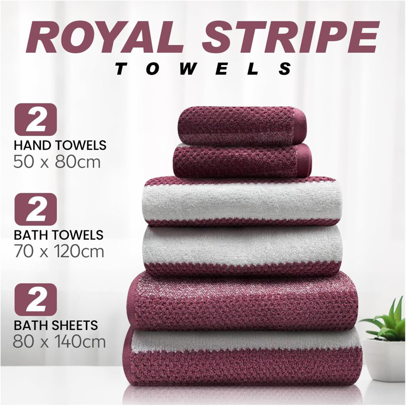 Royal Striped Premium Cotton Bathroom Towels, Super Soft, Thick, Absorbent & Quick Dry – Hand, Bath Towels & Bath Sheet 
