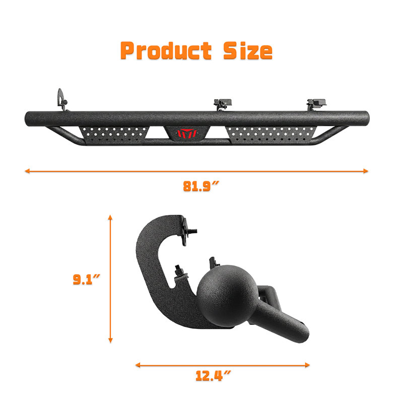 Carbon Steel Running Boards Compatible with 2007-2018 Chevy Silverado Crew Cab, Black Side Steps