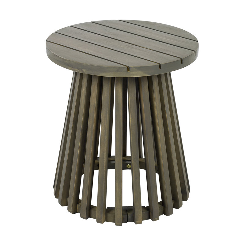 Outdoor Acacia Wood Patio Side Table, Gray
