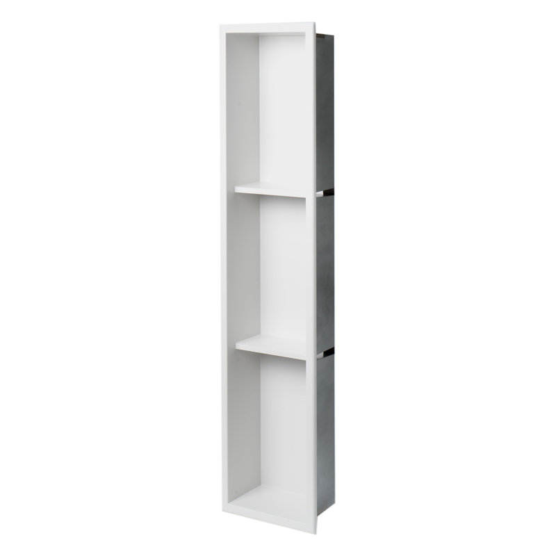 Adhesive Stainless Steel Shower Shelf, White Matte