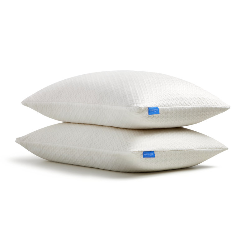 Queen White Hypoallergenic Memory Foam Bed Pillow with Bamboo Cover