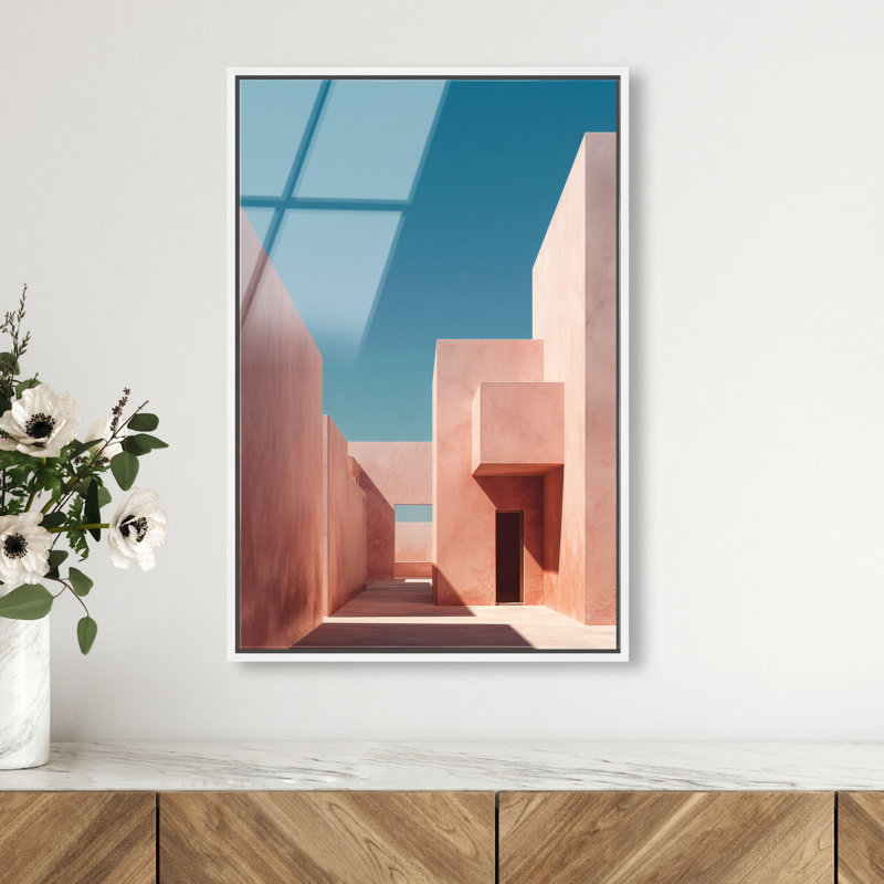 Structured Pink II Print by Oliver Gal, 55"H x 37"W, White Floater Frame