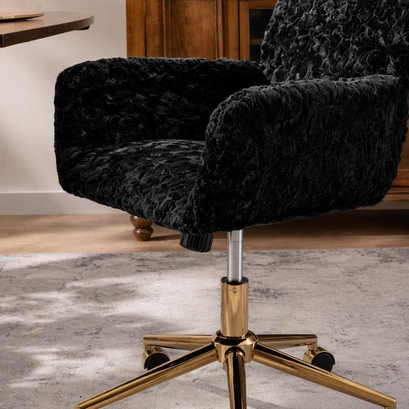 Chaise de bureau, chaise de bureau à poils de lapin artificiel, chaise de bureau pivotante et chaise de coiffeuse réglable
