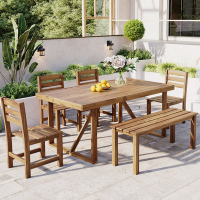 Ensemble de table et chaises d'extérieur en bois d'acacia de haute qualité