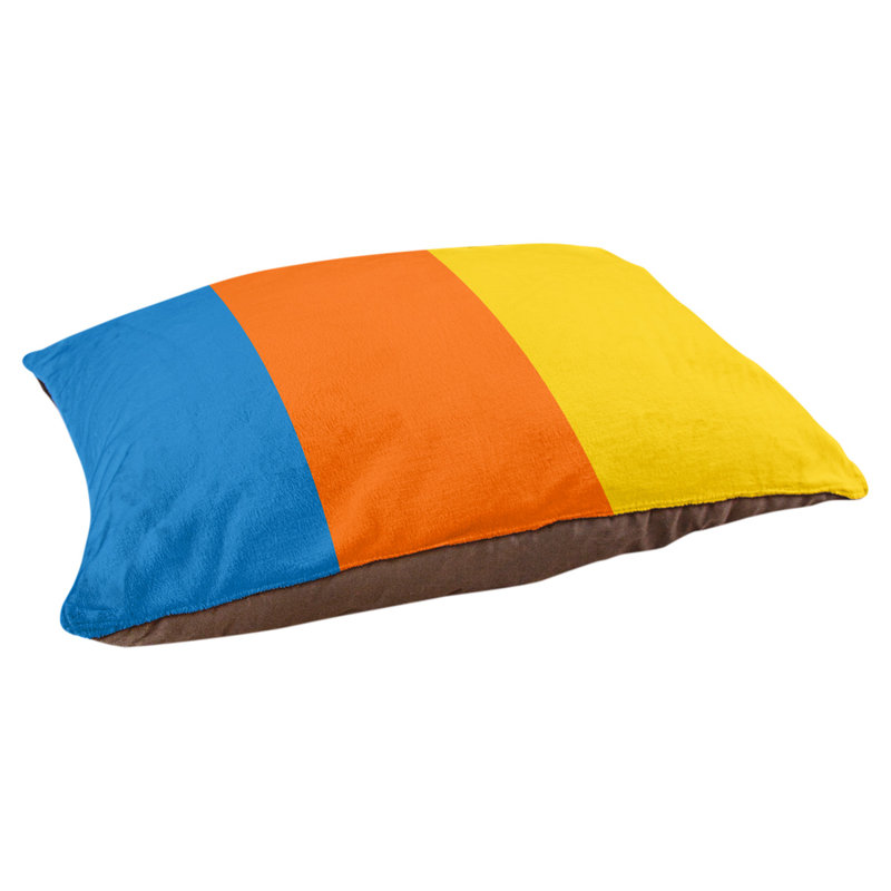 Coussin rectangulaire designer Miami, Grand (L 40 po x l 50 po), Bleu / rouge orangé / jaune